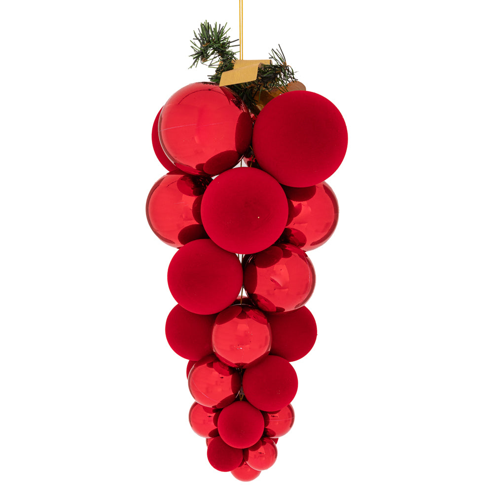 Grappolo Palline Di Natale 4-10 Cm Rosse