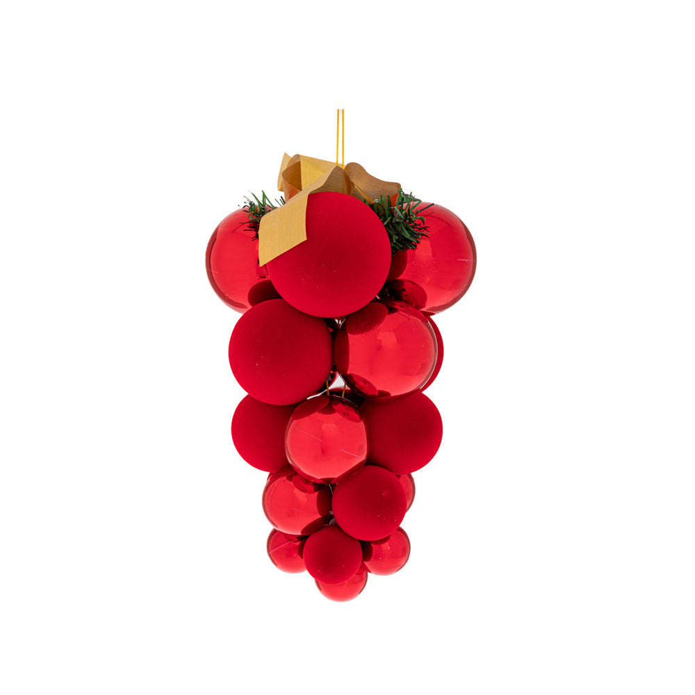 Grappolo 21 Palline Plastica Rosse 4/8 Cm