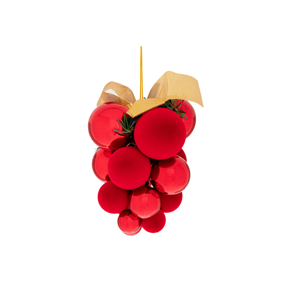 Grappolo 17 Palline Plastica Rosse 3/6 Cm