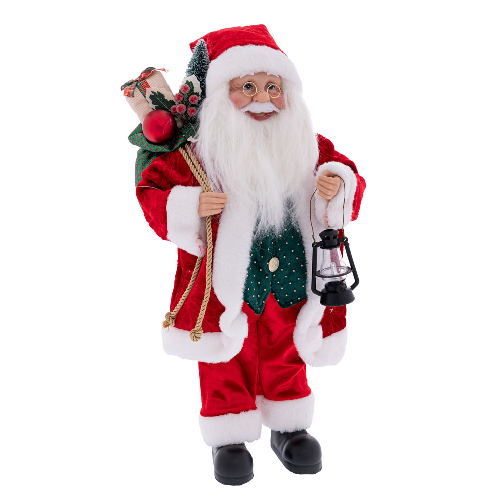 Babbo Natale Rosso Con Lanterna 28x20x60 Cm