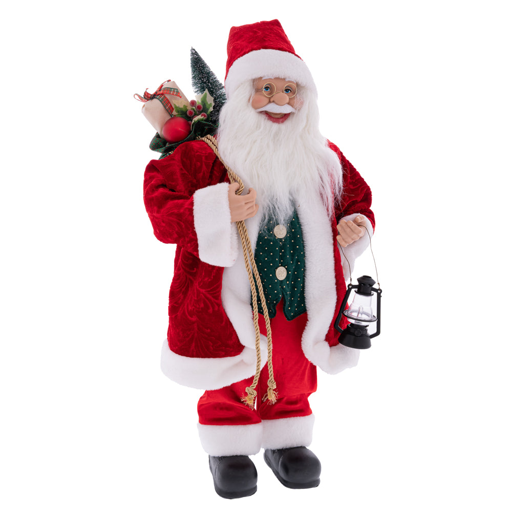 Babbo Natale Rosso Con Lanterna 26x15x45 Cm