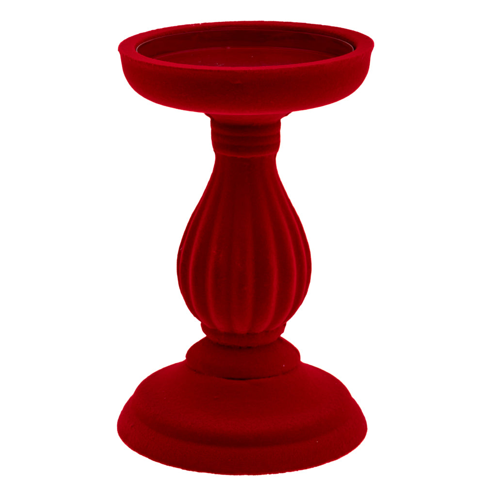 Candeliere Velluto Rosso 11x11x17 Cm