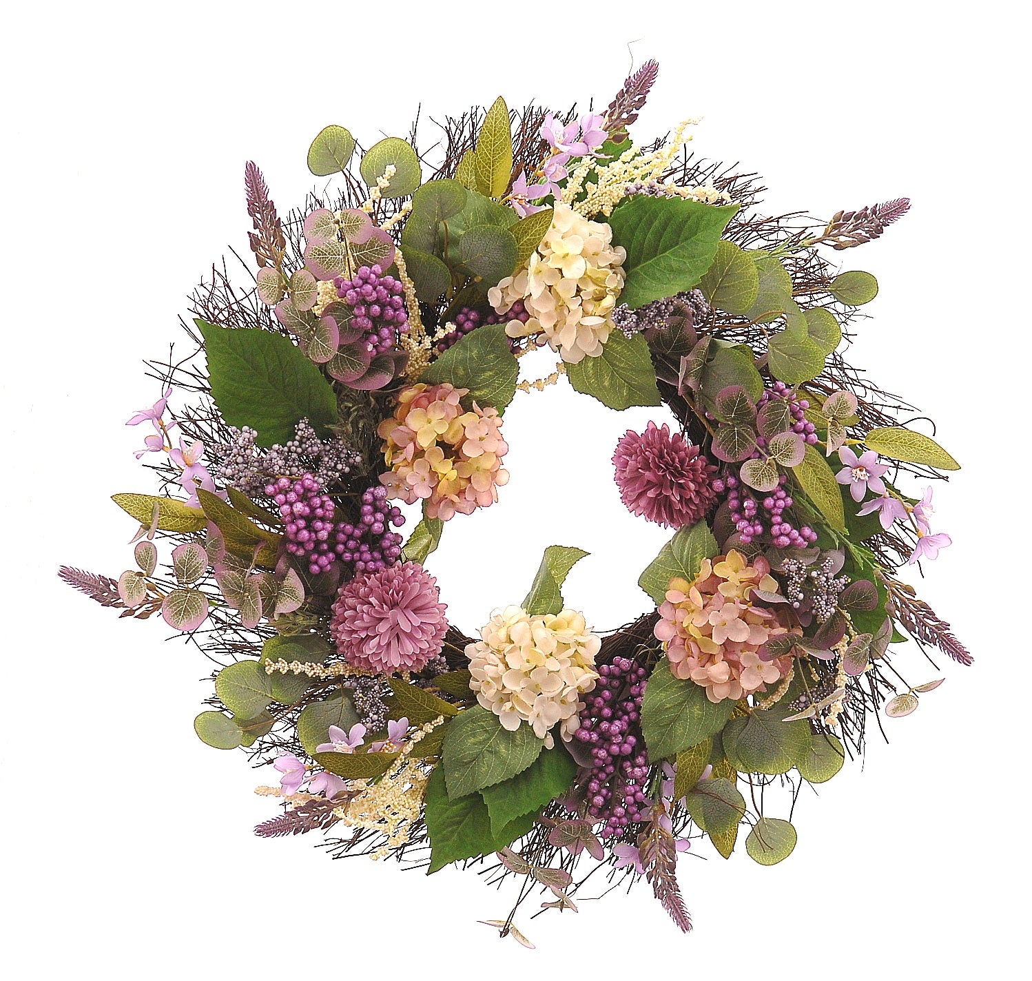 Corona Fiori Rosa E Viola 66 Cm