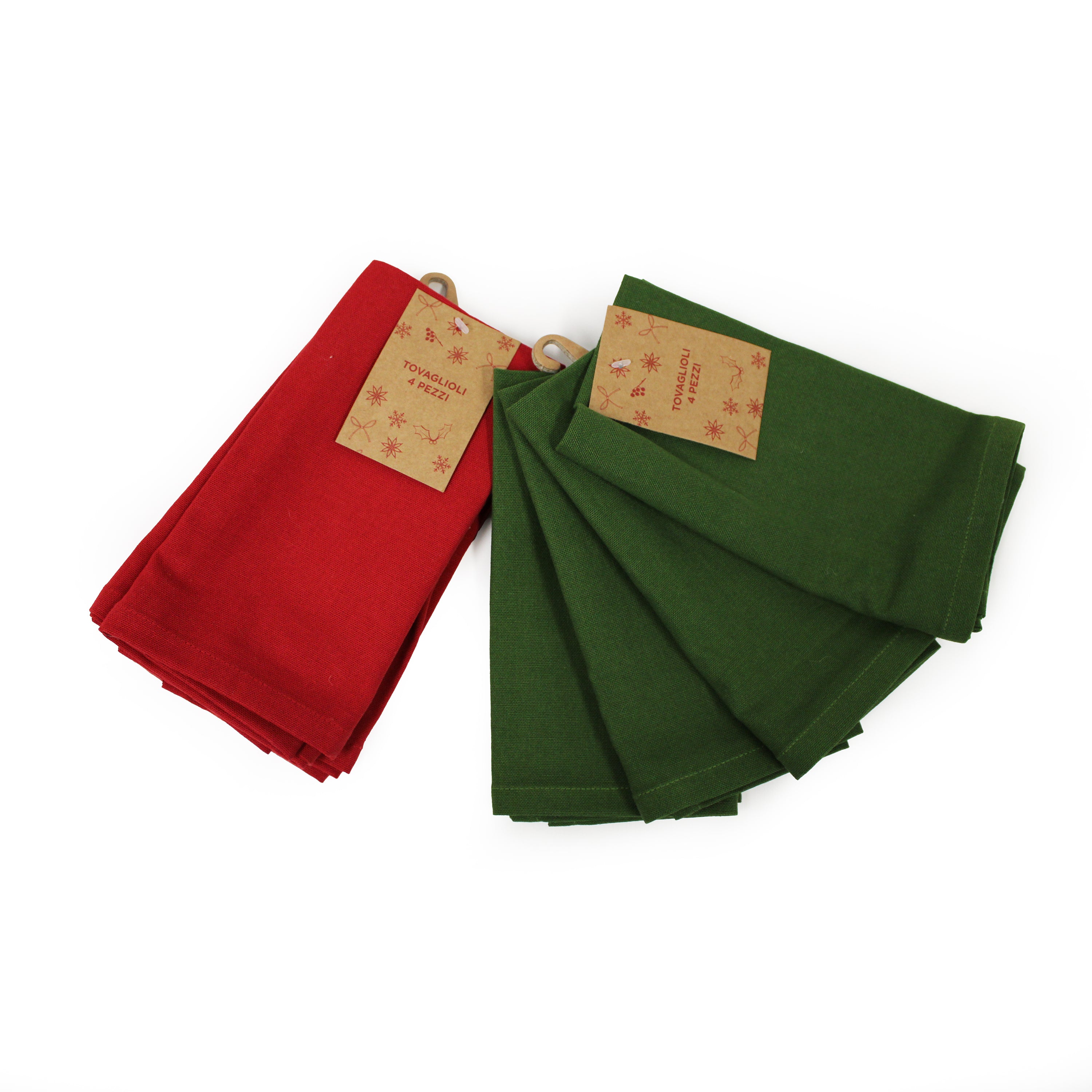 Tovaglioli 4 Pz Tinto Filo Rosso Verde