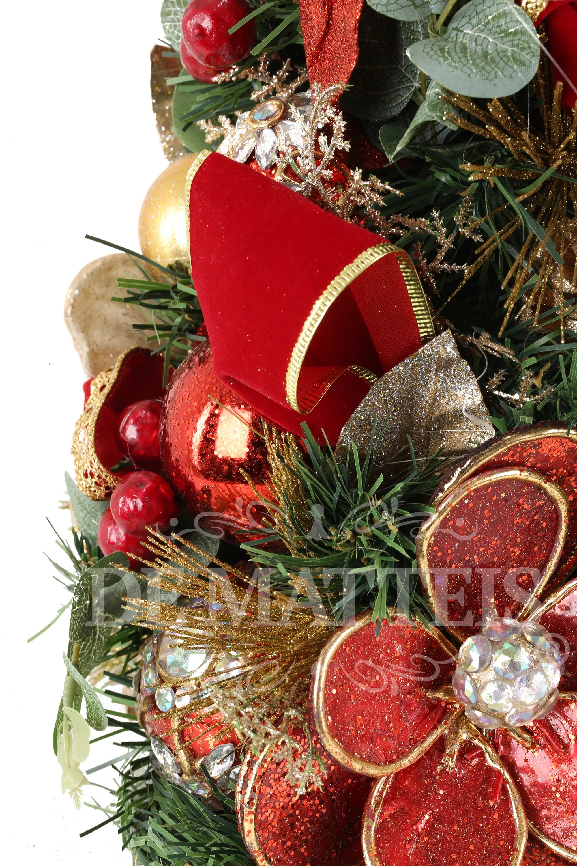 Albero Decorato Rosso Oro D 30x45 Cm