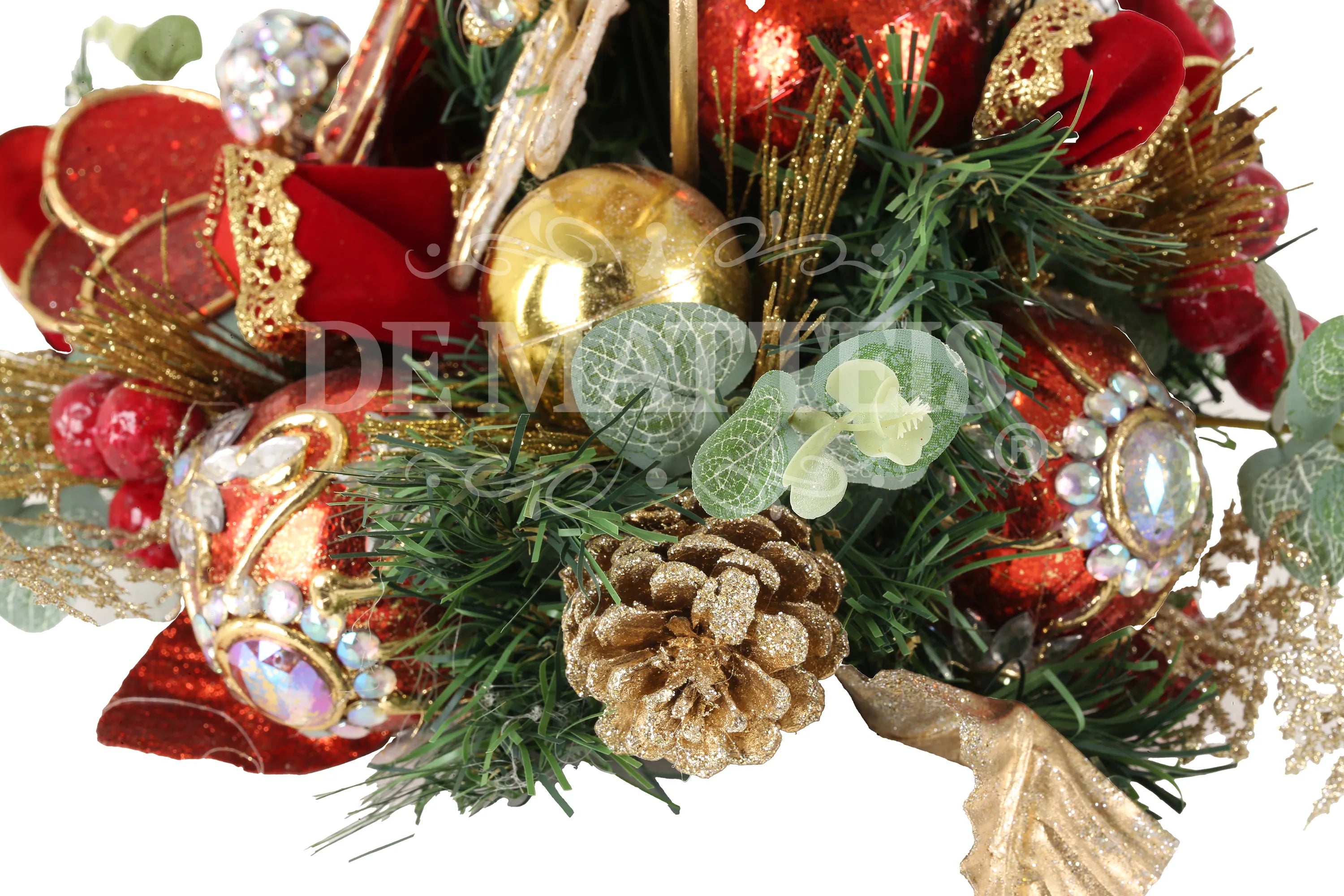 Portacandele Decoro Rosso Oro 50 Cm