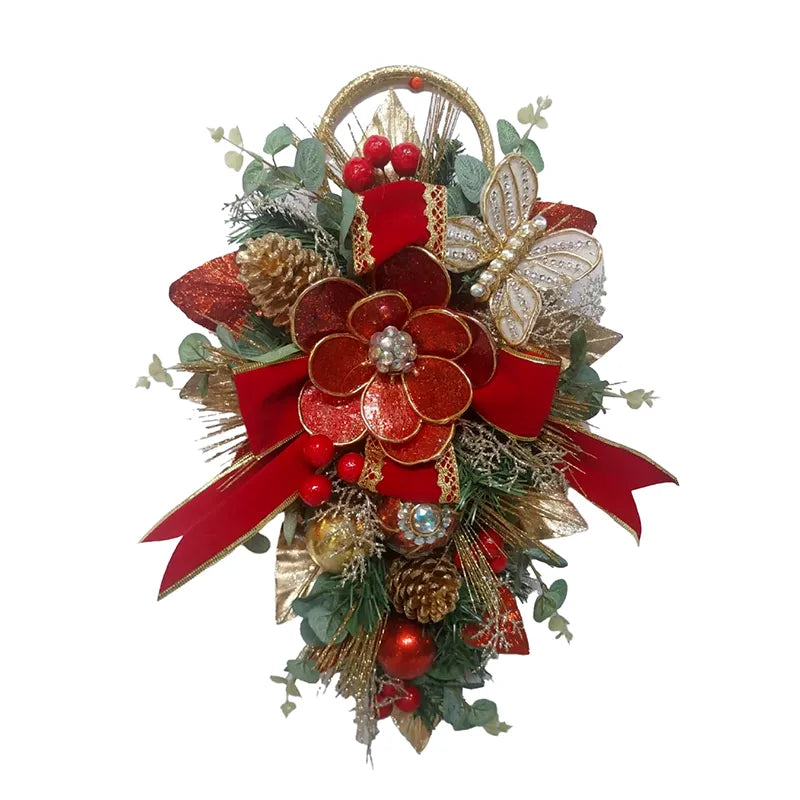 Drappo Decorato Rosso Oro 50 Cm