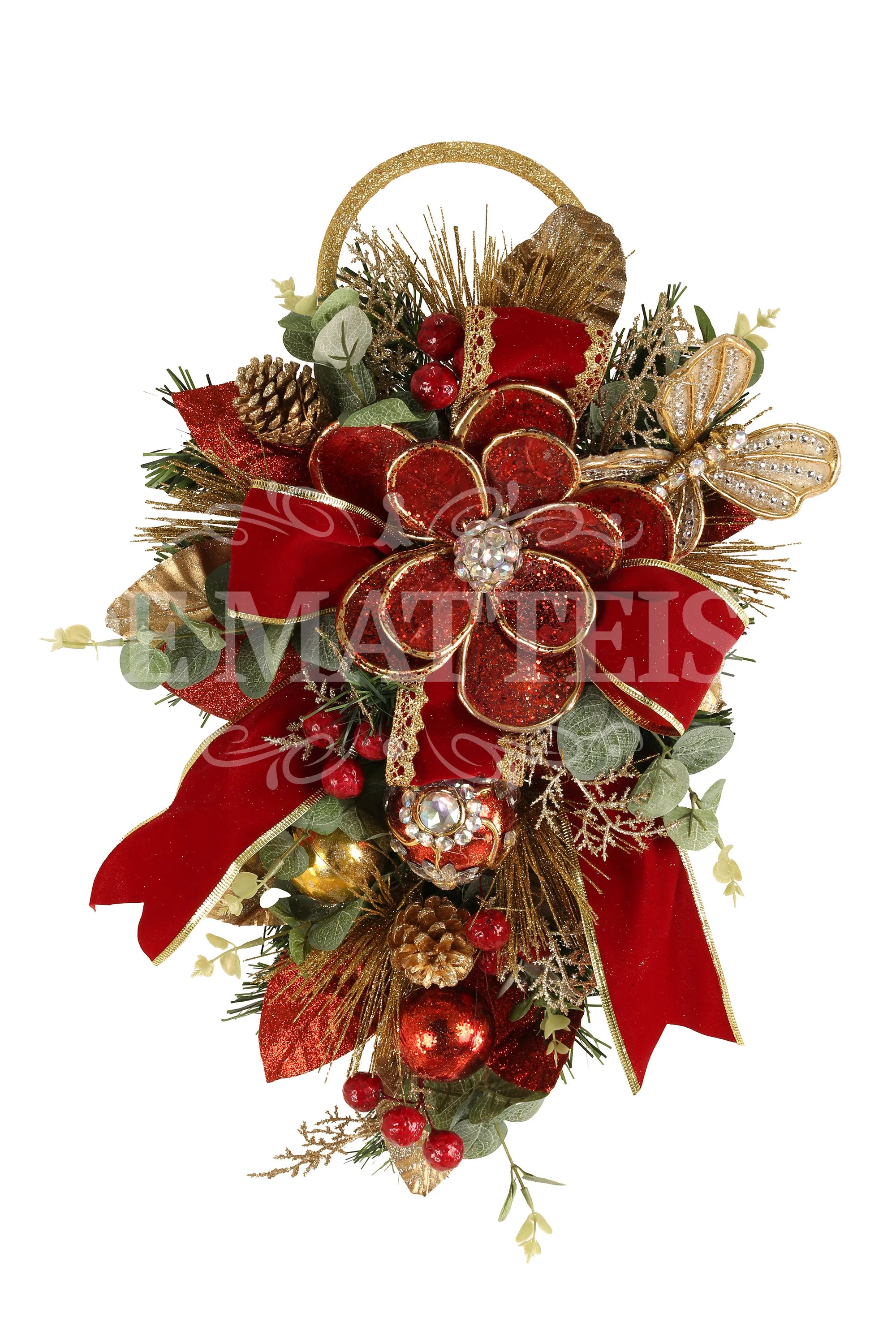 Drappo Decorato Rosso Oro 50 Cm