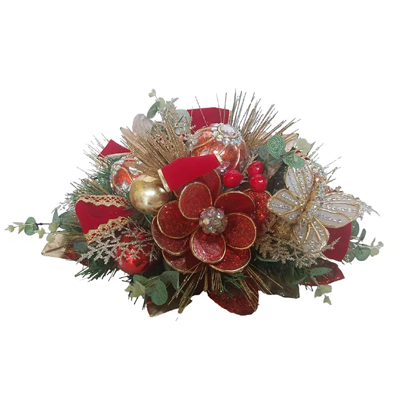 Centrotavola Ovale Rosso Oro 50 Cm