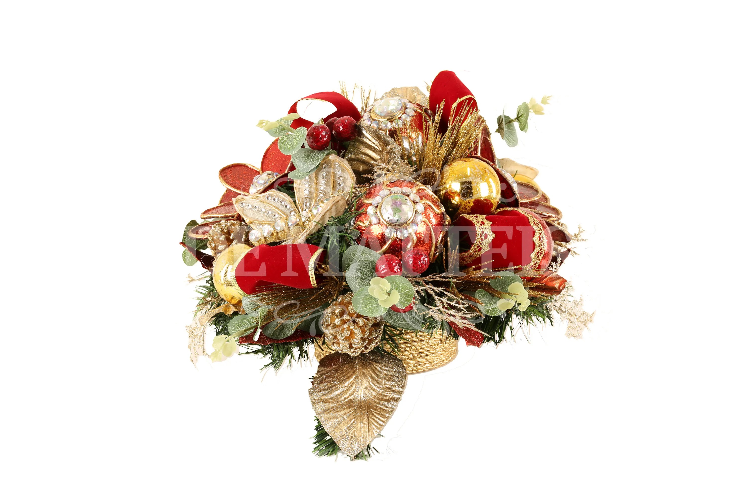 Centrotavola Ovale Rosso Oro 50 Cm