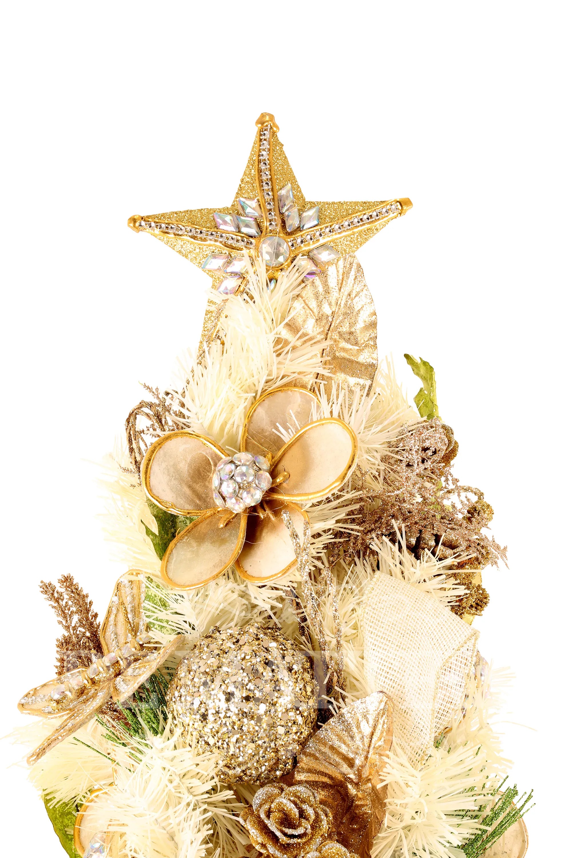 Albero Decoro Champagne Rosso Oro D 35x90 Cm