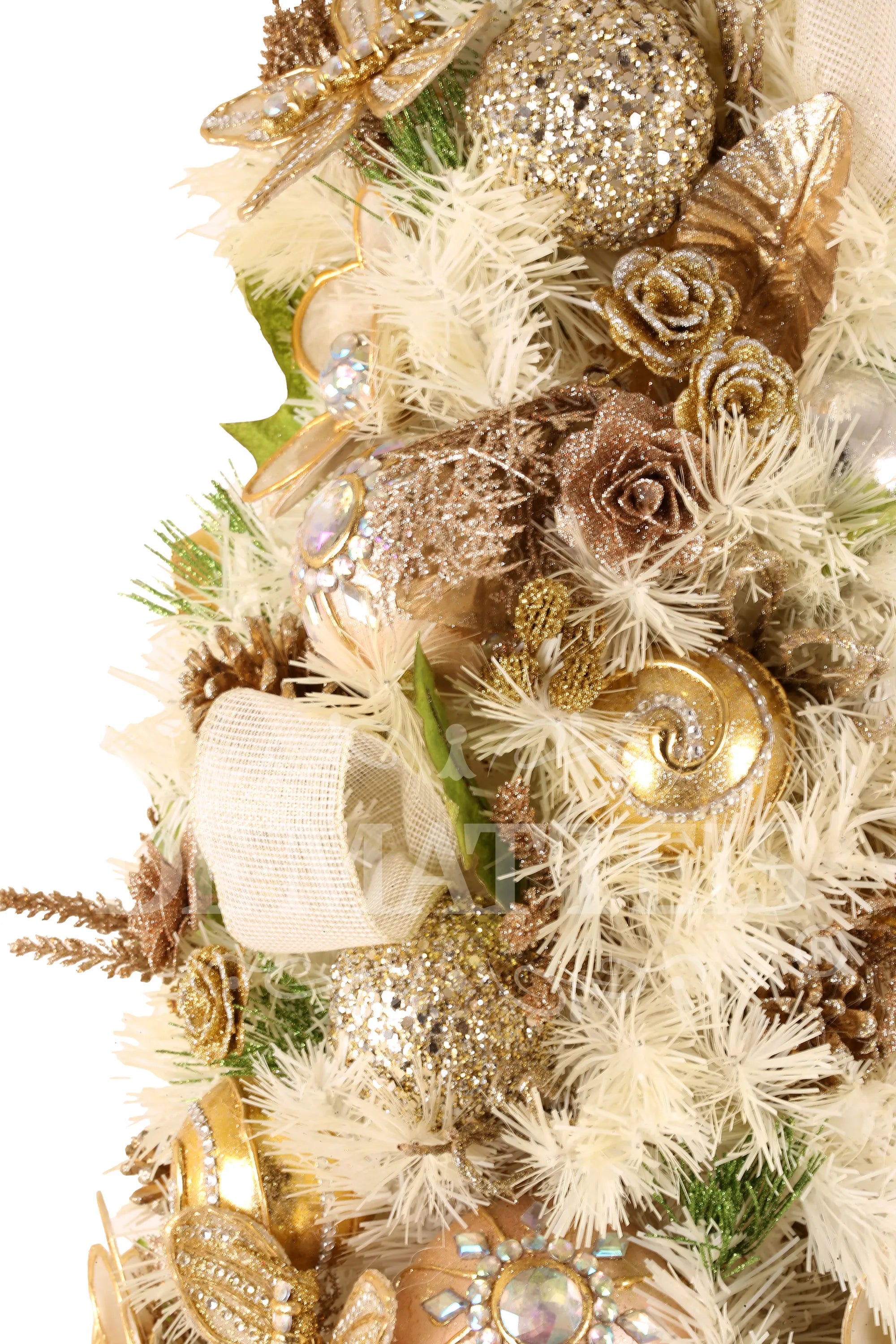 Albero Decoro Champagne Rosso Oro D 35x90 Cm