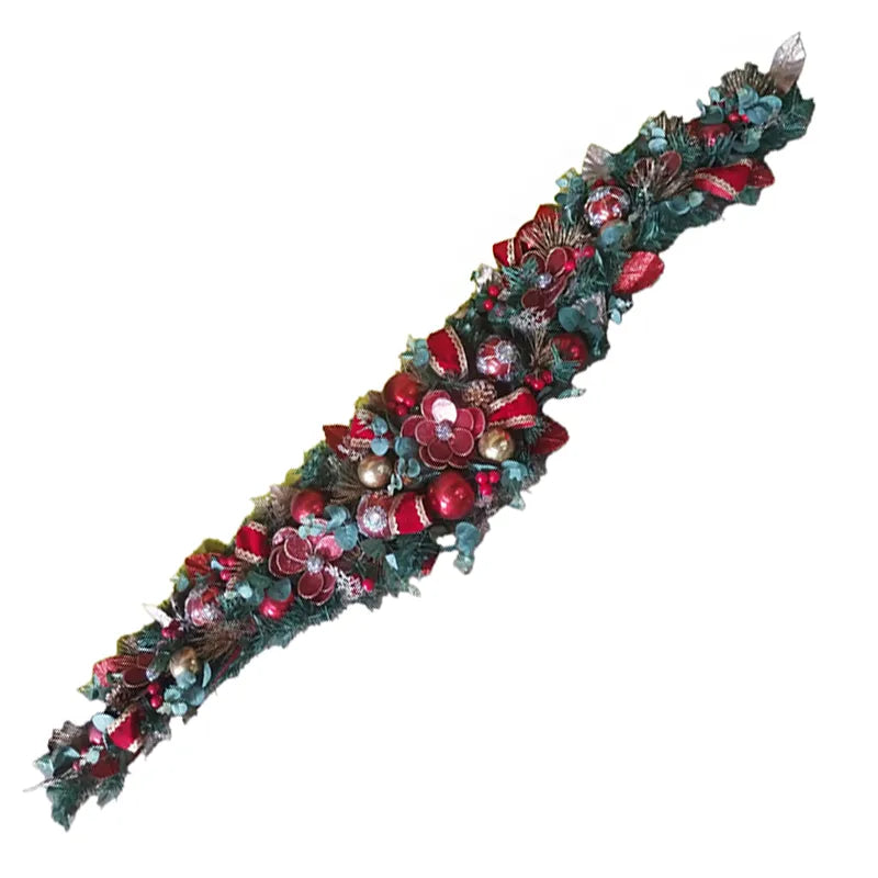 Festone Decorato Rosso Oro 180 Cm