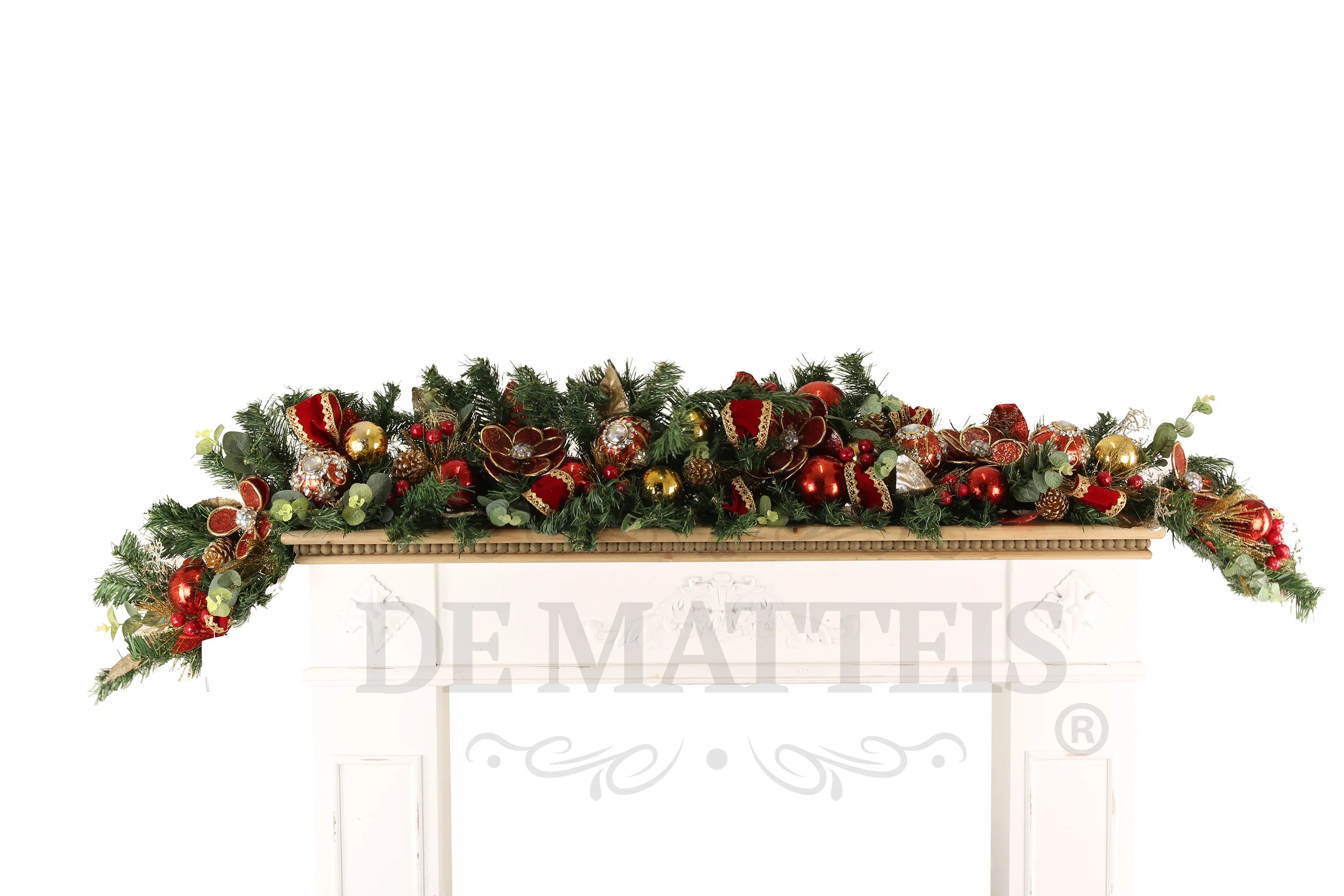 Festone Decorato Rosso Oro 180 Cm