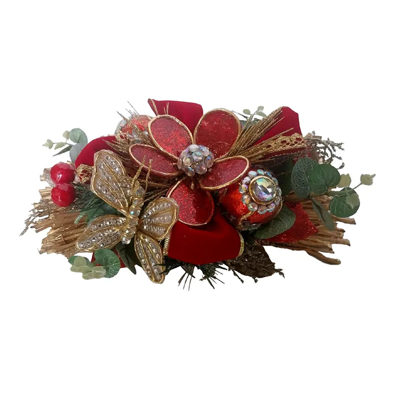 Centrotavola Decoro Rosso Oro 30 Cm