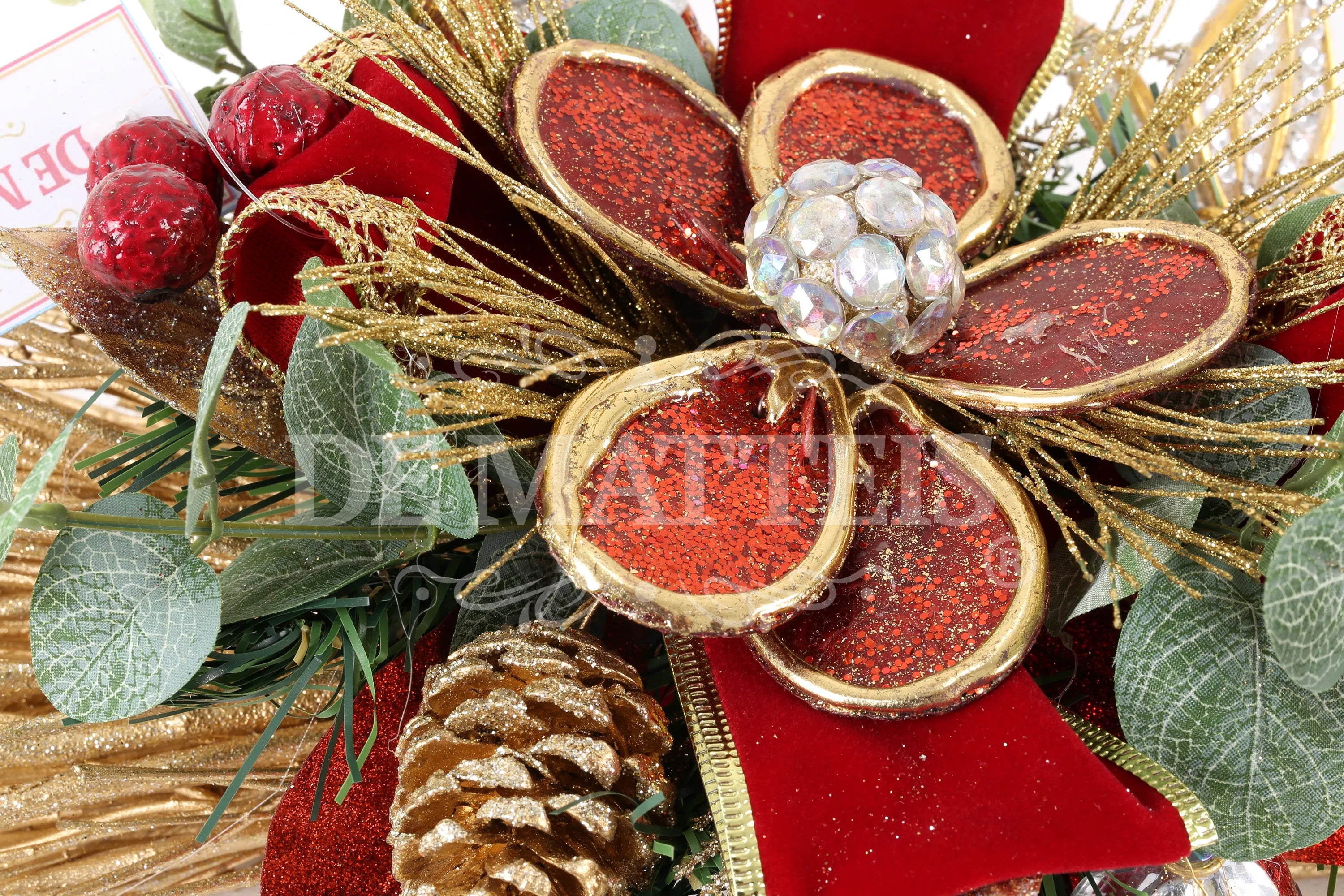 Centrotavola Decoro Rosso Oro 30 Cm