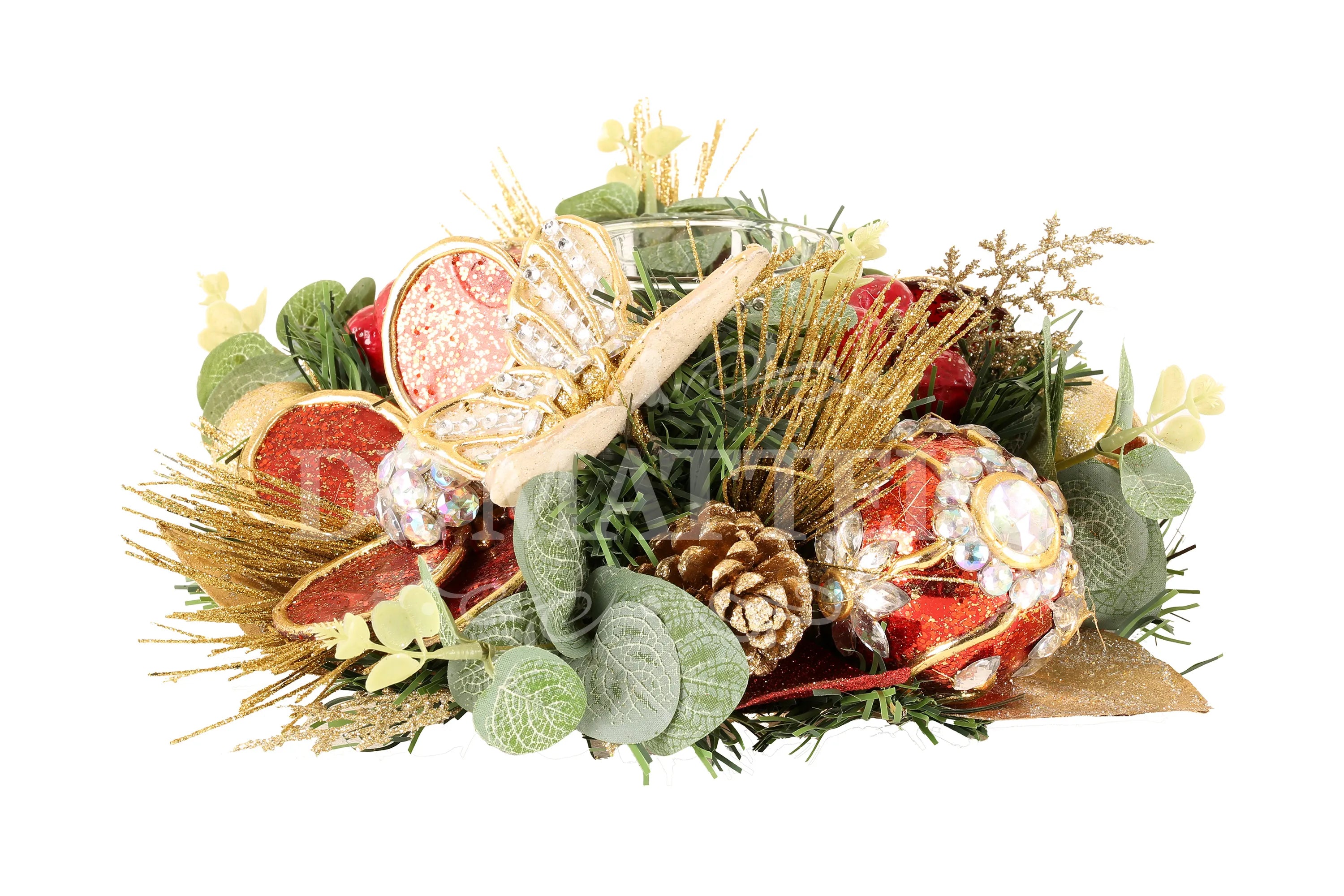 Portacandela Singolo Decoro Rosso 22 Cm