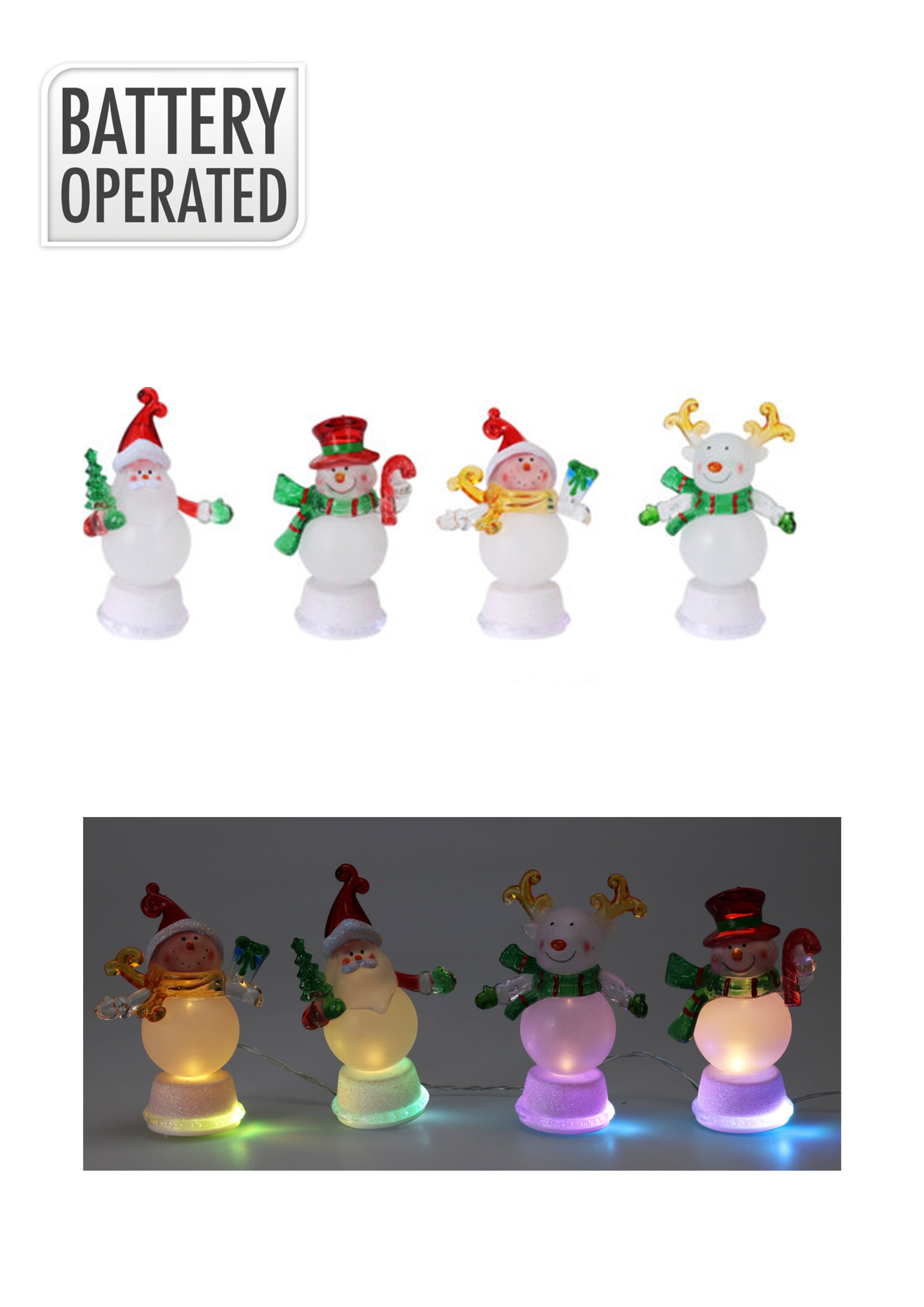 Figura Natale Led 8cm 4ass