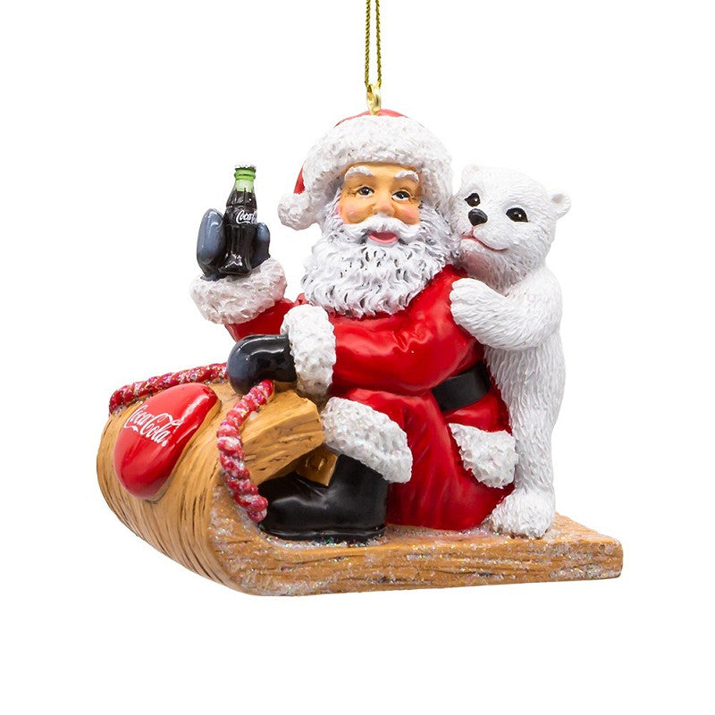 Babbo Con Orsetto Coca Cola Su Slitta