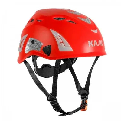 Elmetto Kask Superplasma Aq Hi Viz Red Fluo dotato di sistema Quick Fit e ventilazione ottimizzata, ideale per utilizzo professionale con massima visibilità. | Dematteis.it