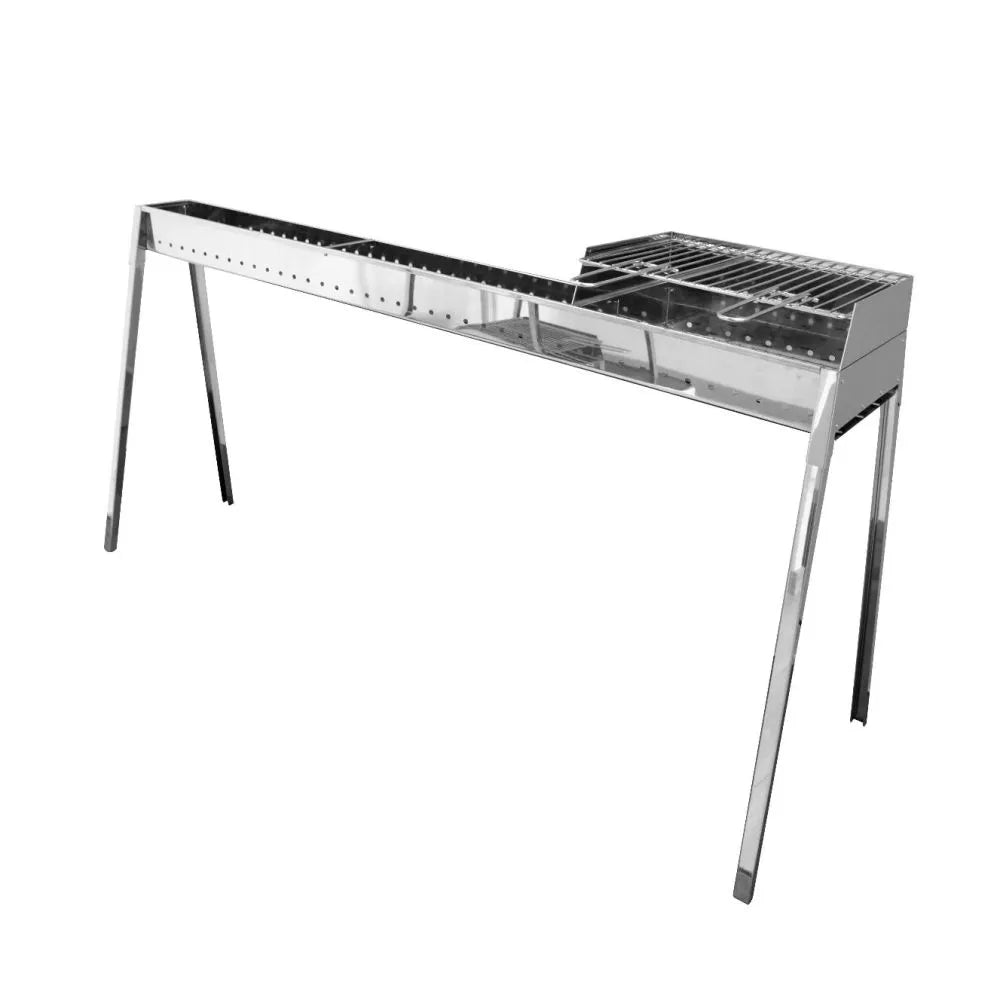 Cuoci Arrosticini Lisa Milano 80 + 40 Con Paratia in acciaio inox lucido con canalina da 80cm e braciere laterale da 40cm con griglia | Dematteis.it
