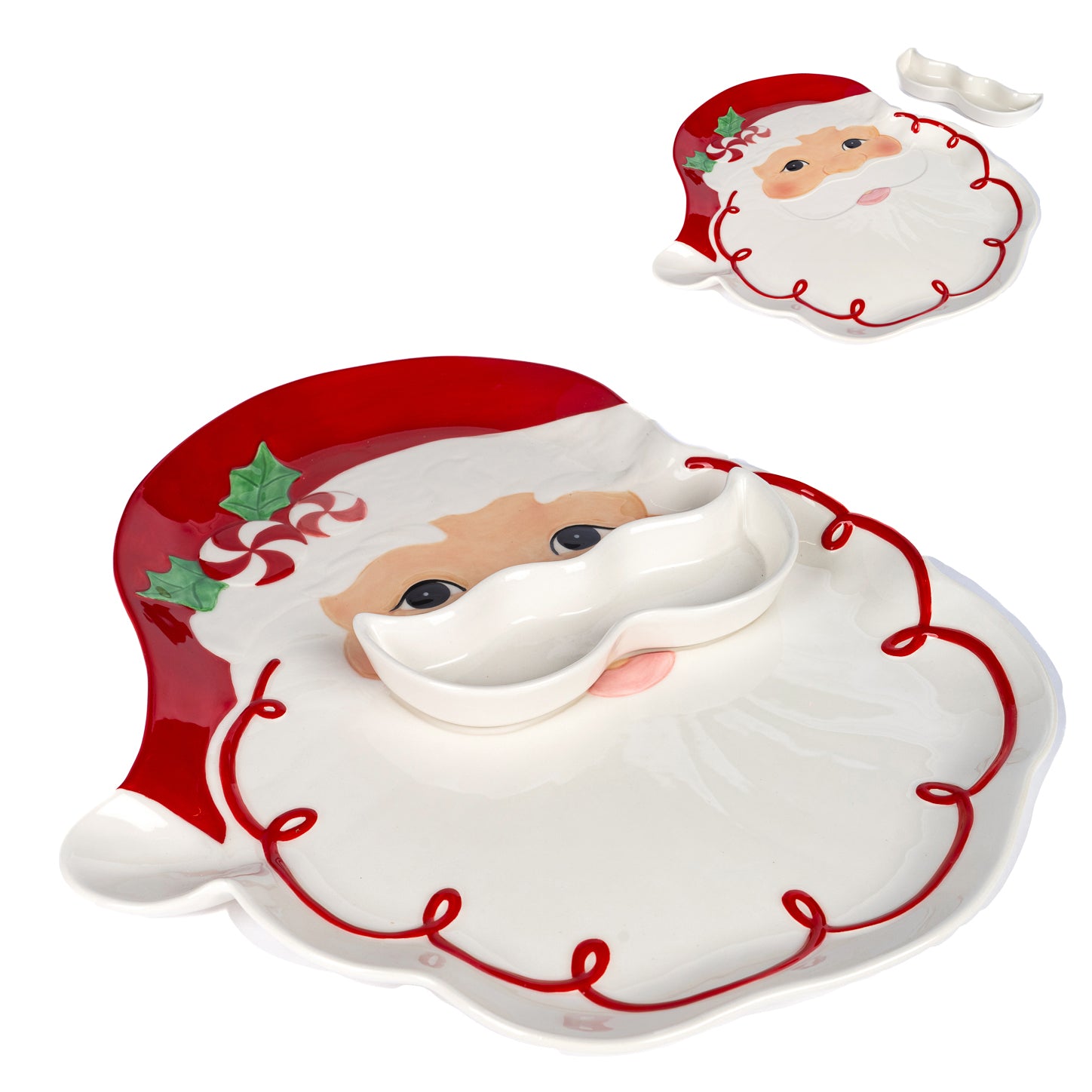 Piatto A Forma Di Babbo Natale Set 2 36 Cm