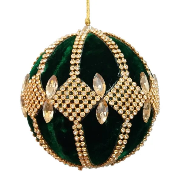 Palla D 10 Cm Verde Gemme Decoro Oro