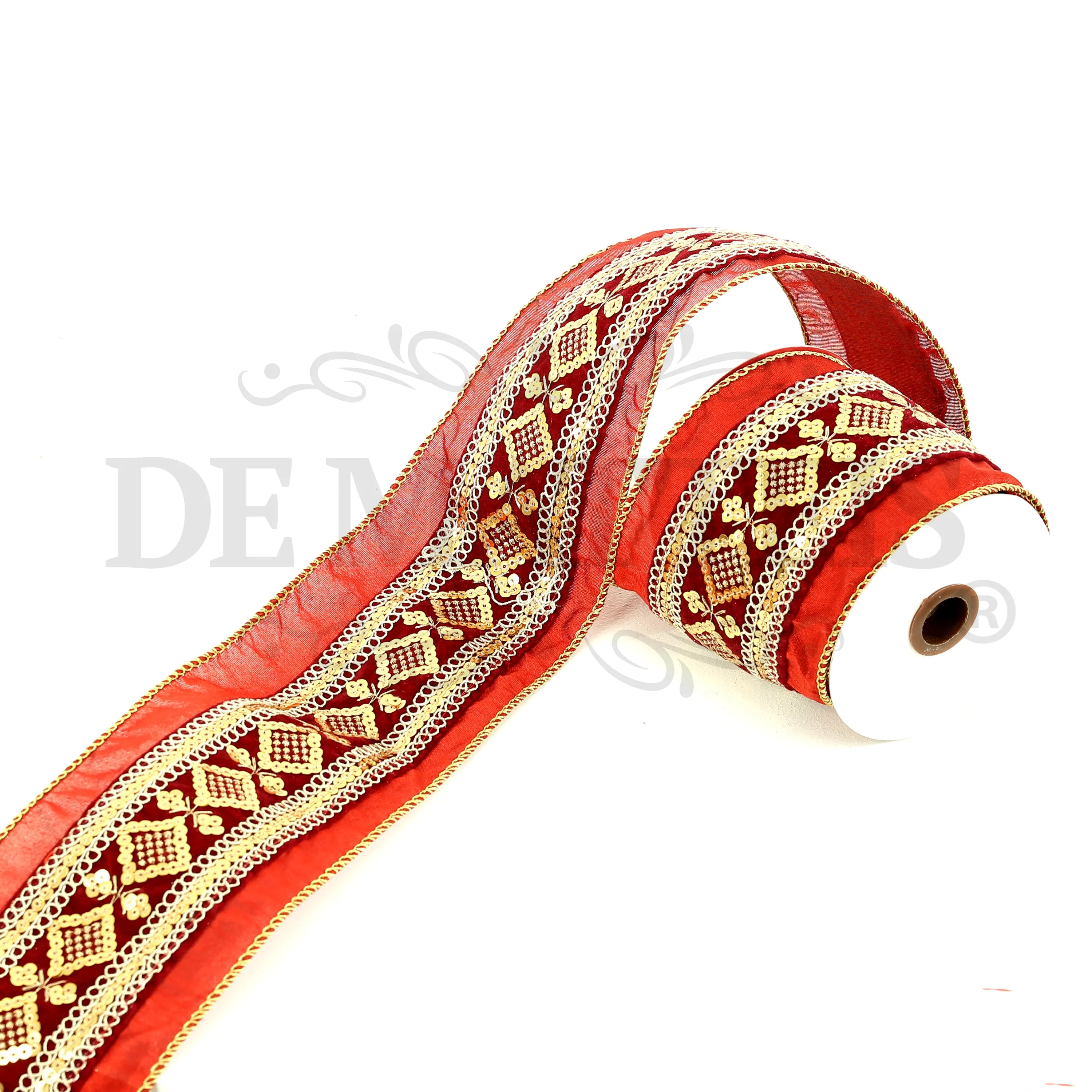 Nastro Velluto Decoro Centrale Oro 5 Metri
