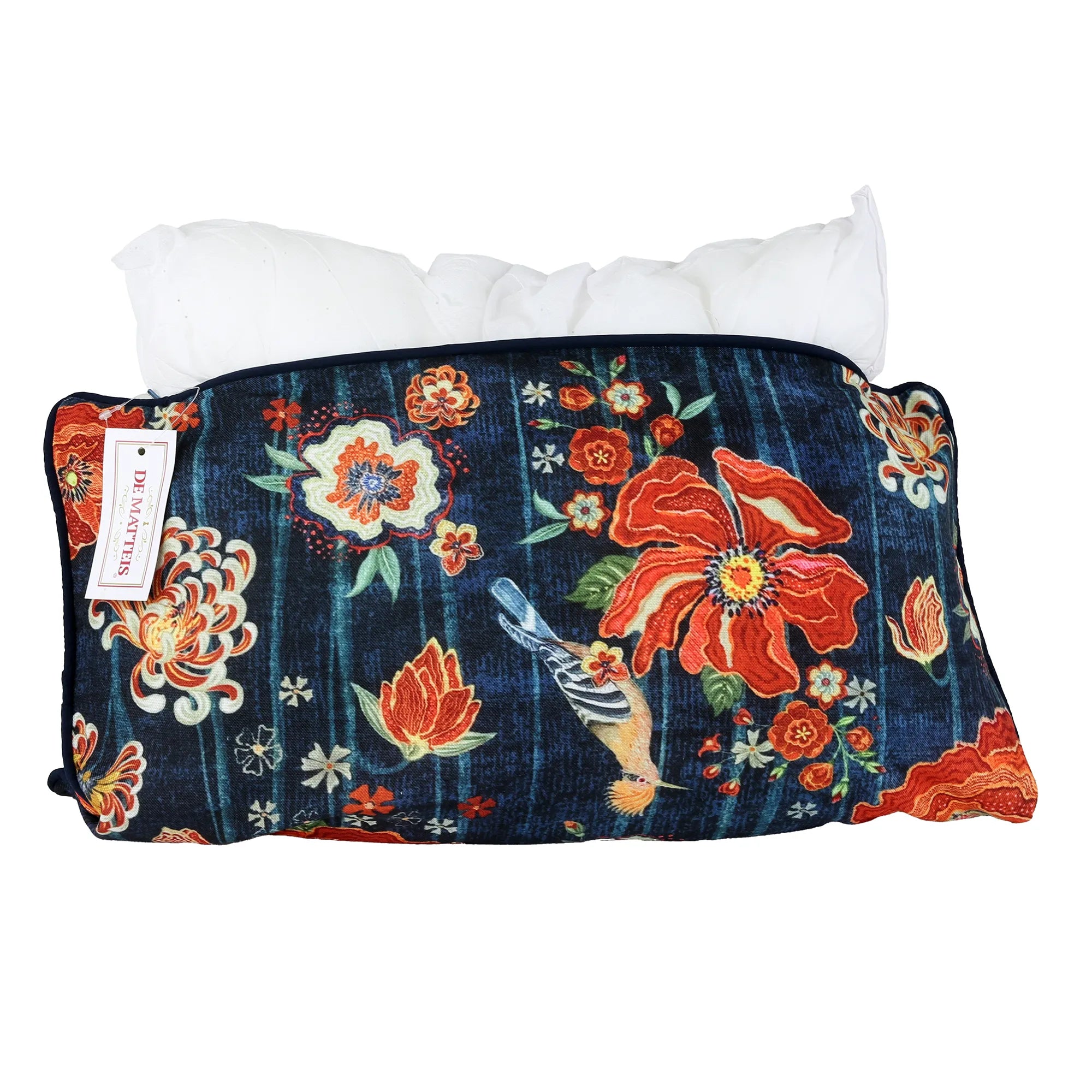 Cuscino 50x30 Cm Ricamato Fiori Arancio