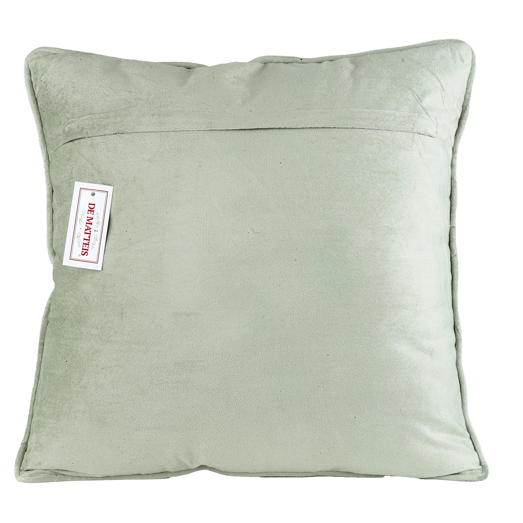 Cuscino 45x45 Cm Verde Ricamato Fiori Rosa