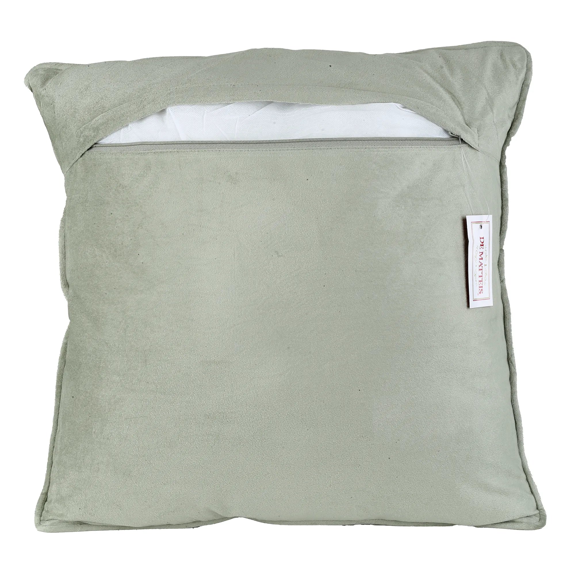 Cuscino 45x45 Cm Verde Ricamato Fiori Rosa