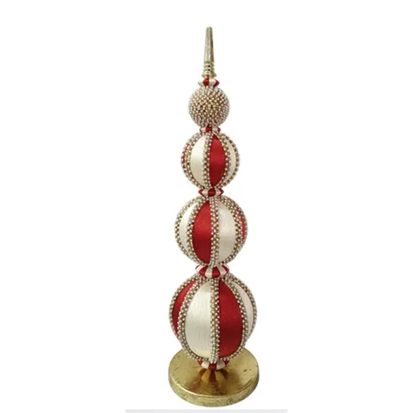 Decoro Appoggio Velluto 53 Cm Rosso Bianco