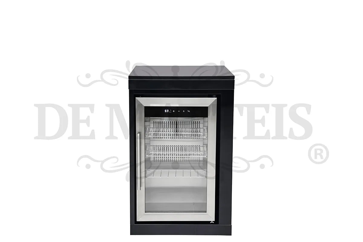 De Matteis, Modulo Frigo Per Barbecue Serie Pro in acciaio inox nero con porta vetro trasparente, ripiani metallici interni e display digitale - DeMatteis.it
