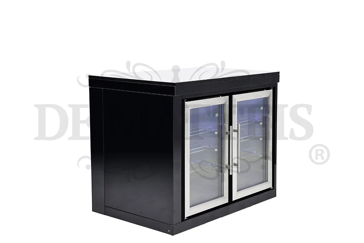 De Matteis, Modulo Frigo Doppio Per Barbecue Serie Pro in acciaio inox nero con due ante in vetro trasparente e ripiani interni cromati - DeMatteis.it