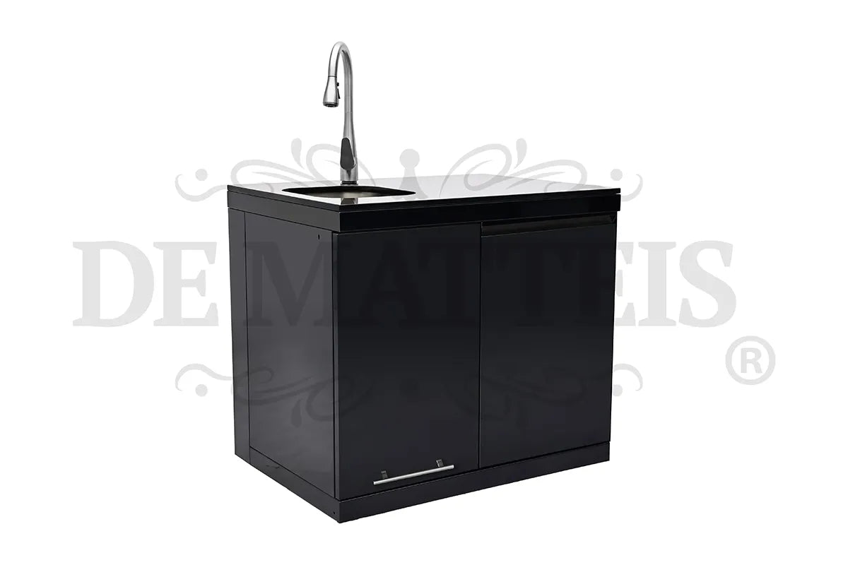 De Matteis, Modulo Lavello E Appoggio Per Barbecue Serie Pro in acciaio nero con rubinetto cromato e ante con maniglia in acciaio inox - DeMatteis.it