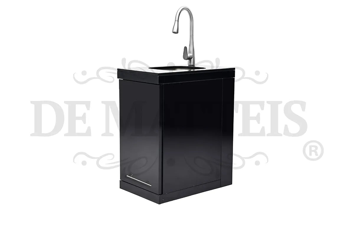 De Matteis, Modulo Lavello Per Barbecue Serie Pro in acciaio inox con mobile nero lucido e rubinetto cromato estraibile per cucine da esterno - DeMatteis.it