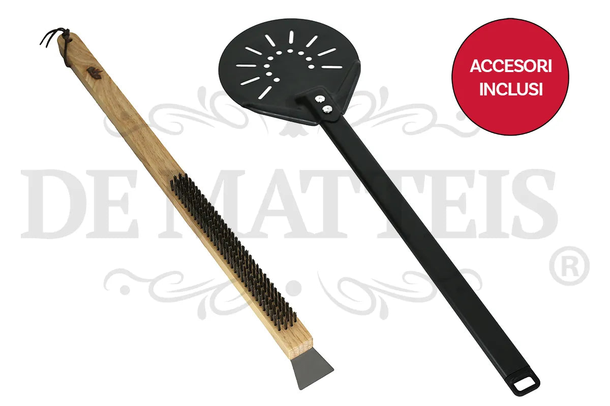 De Matteis, Forno Per Pizza A Gas Pro 2 16 Girevole con accessori inclusi: spazzola con manico in legno e setole metalliche e pala nera forata - DeMatteis.it