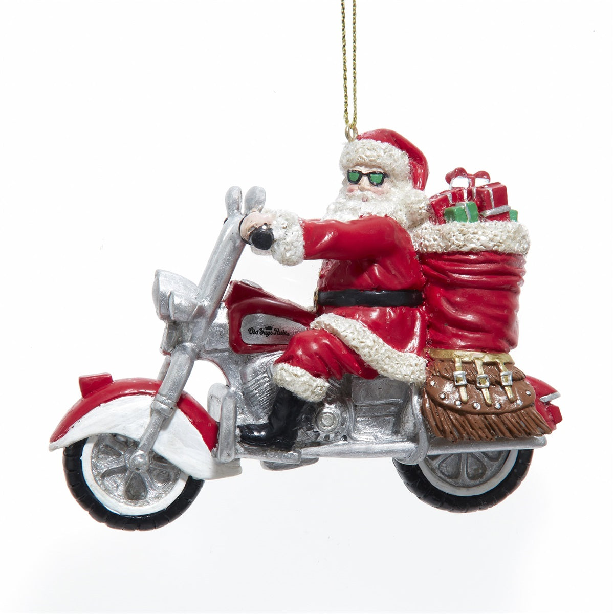 Pendente Babbo Natale Su Moto 11,5 Cm