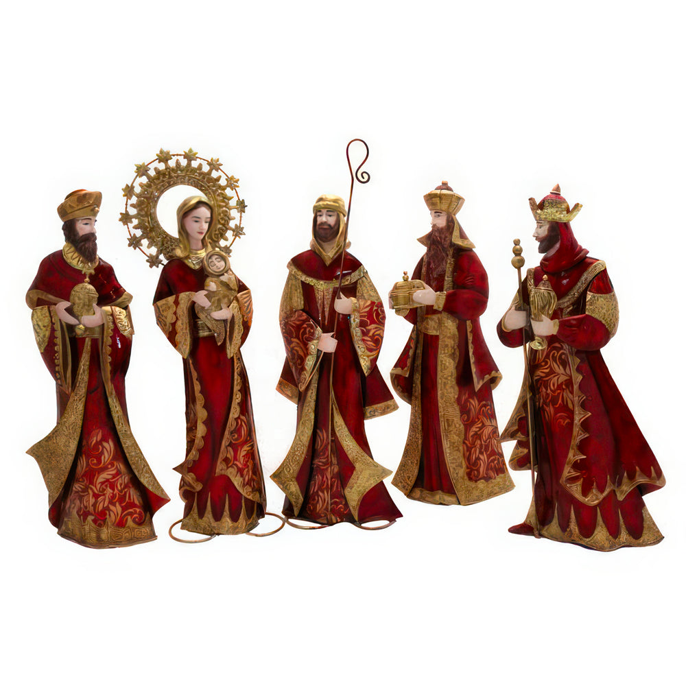 Presepe Natale Rosso Oro Set 5 Pz