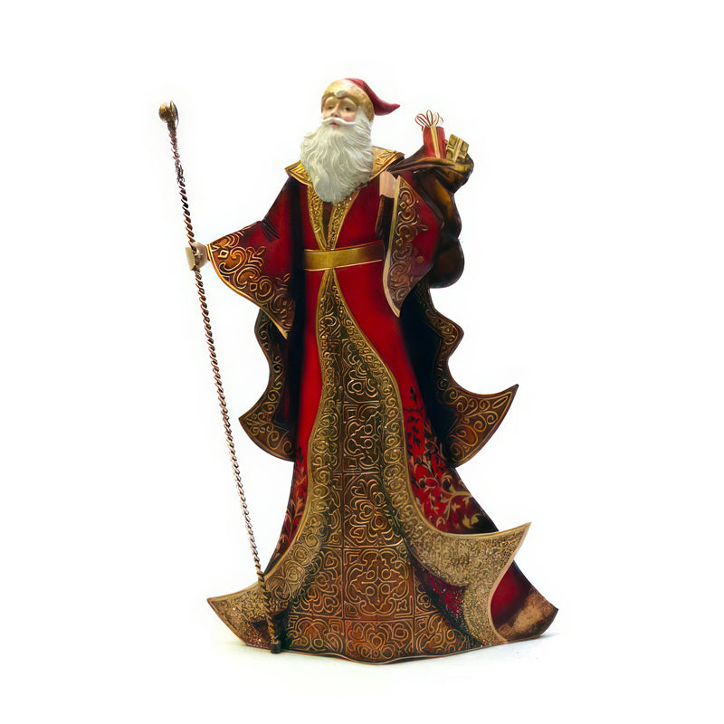 Babbo Natale Con Doni Decoro Rosso Oro