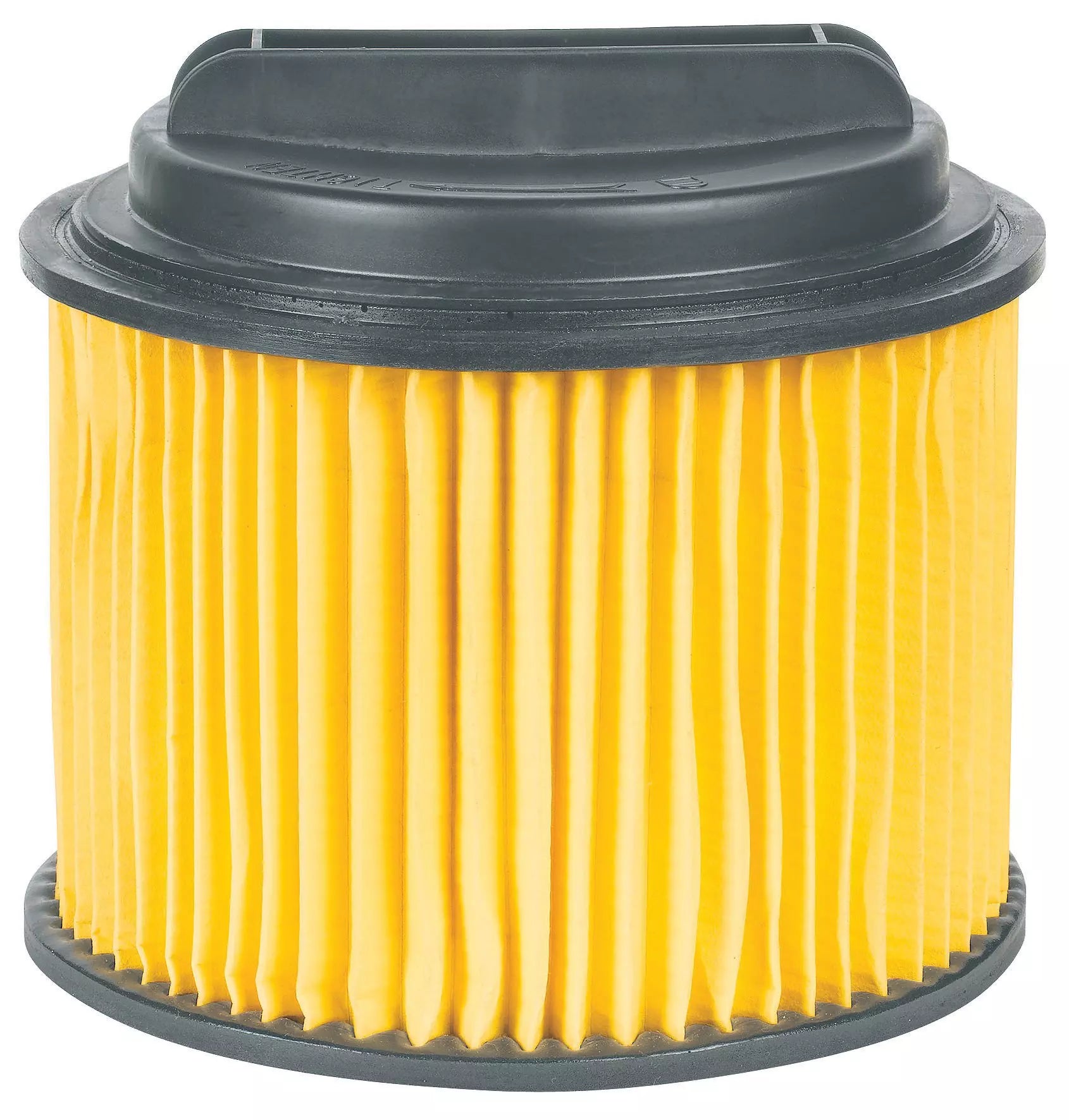 Filtro pieghettato con cappuccio a vite Einhell di colore giallo e nero per aspirapolvere a secco, con diametro di 150mm e altezza di 155mm, protegge il motore e purifica l'aria. | Dematteis.it