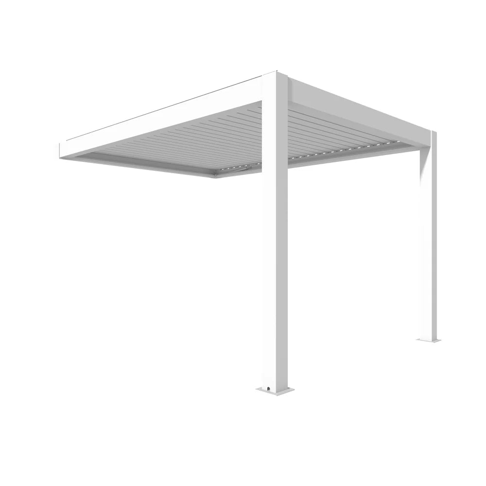 Pergola Bioclimatica Addossata Bianca 3x4 Motorizzata Con Led