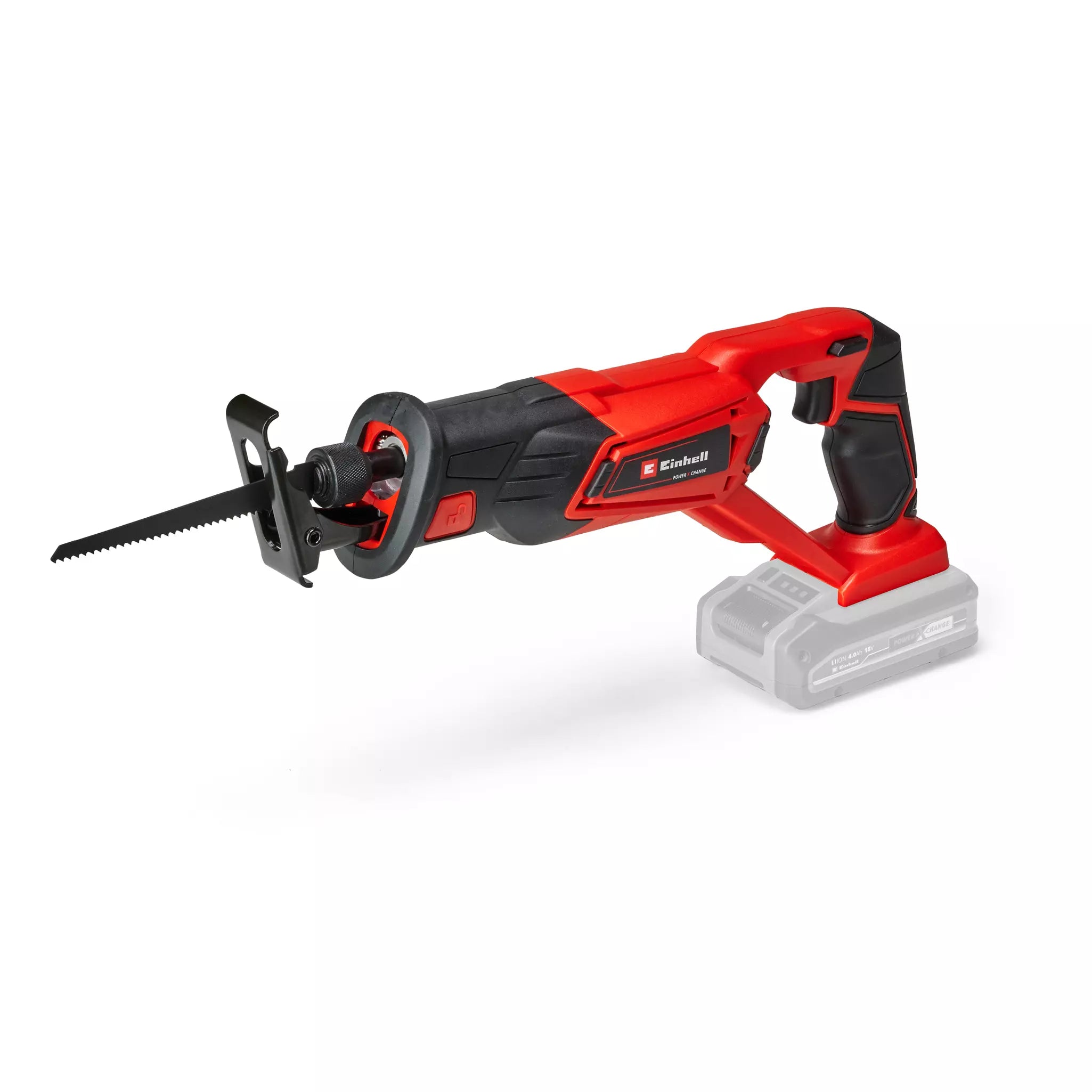 Il gattuccio TE-AP 18/22 Li di Einhell, sega a batteria compatta della famiglia Power X-Change con impugnatura ergonomica, sistema di sostituzione rapida della lama e pattino regolabile per tagli precisi. | Dematteis.it