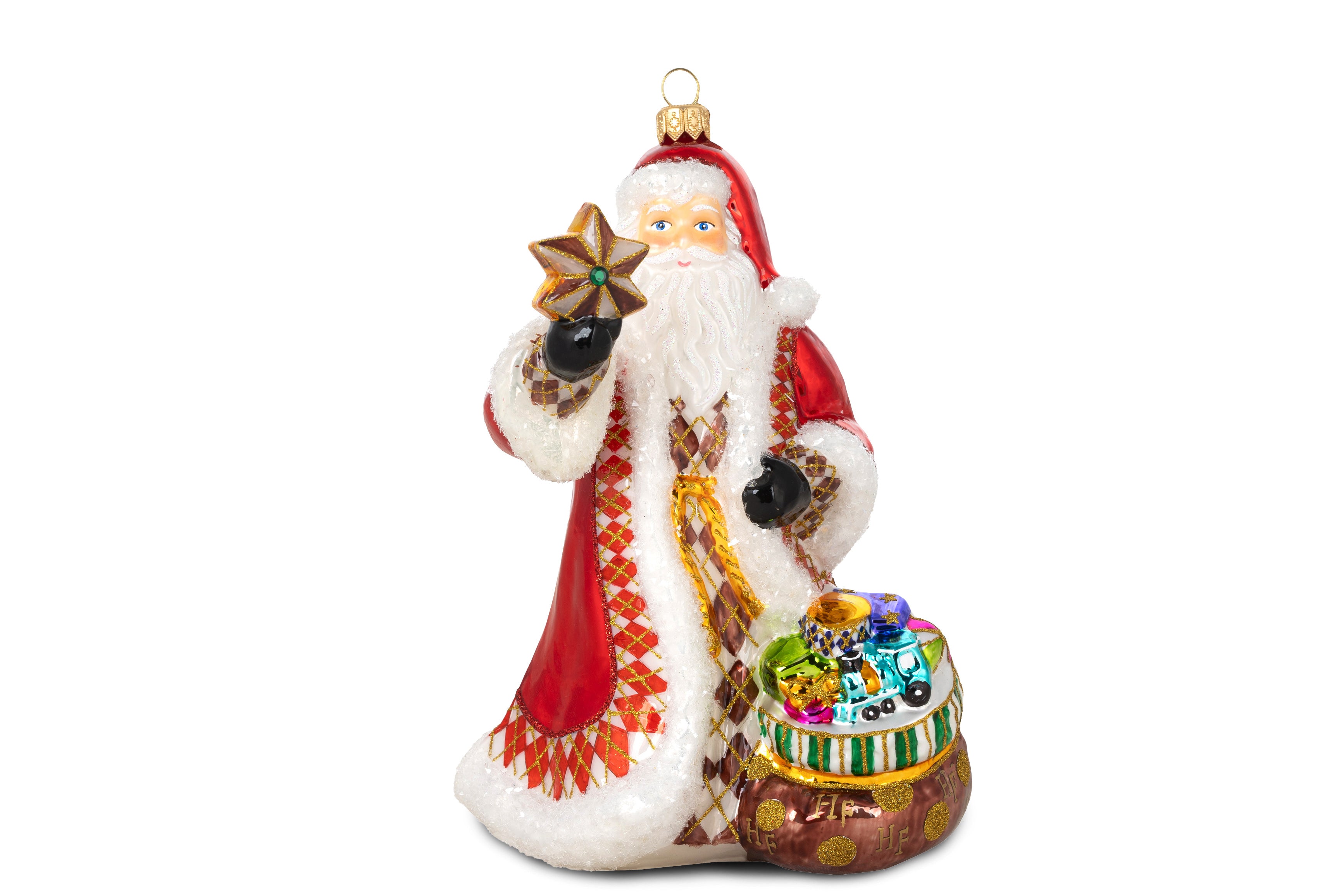 Pendente Babbo Natale Con Stella Vetro Pregiato