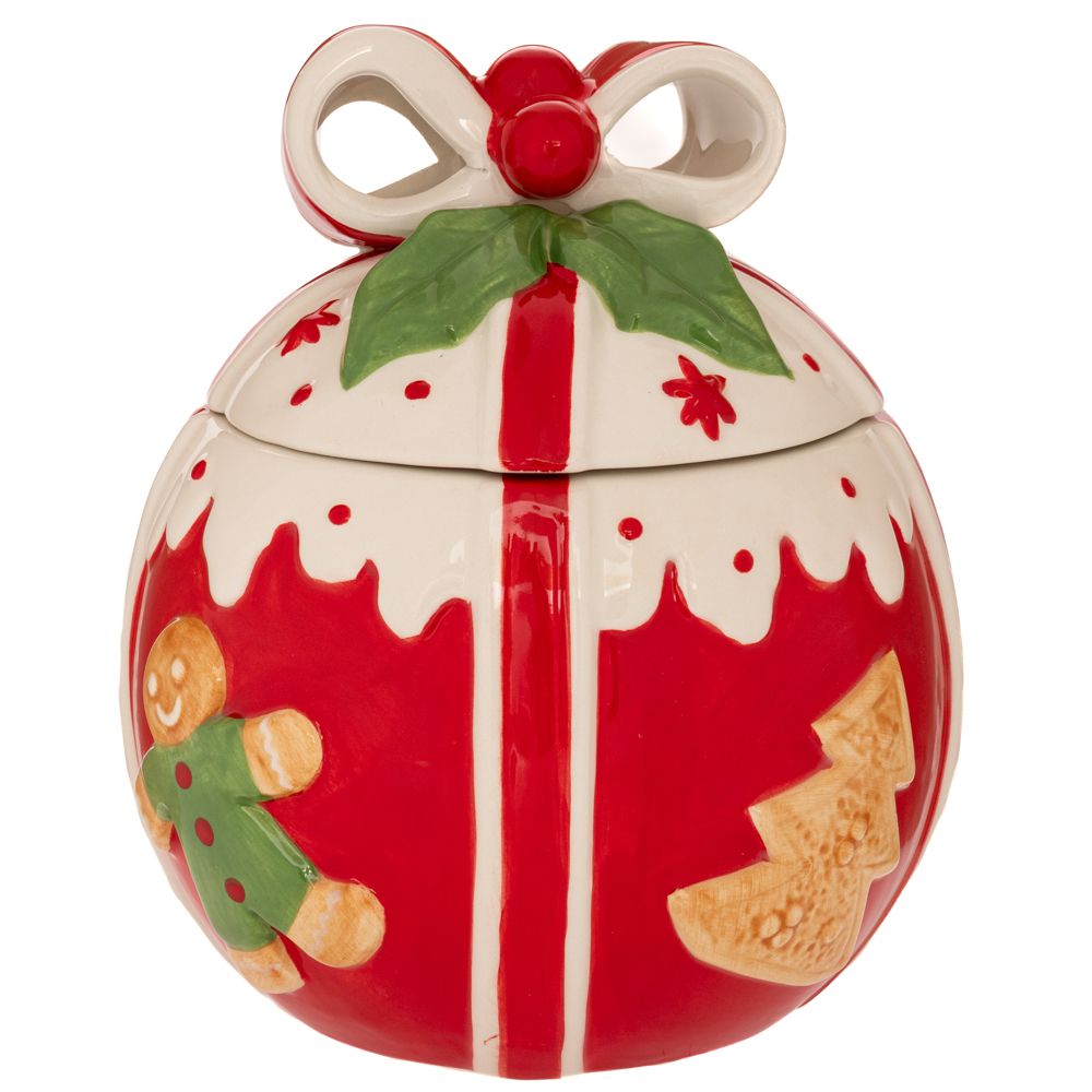 Palla Di Natale Portabiscotti Ceramica D 15x18 Cm