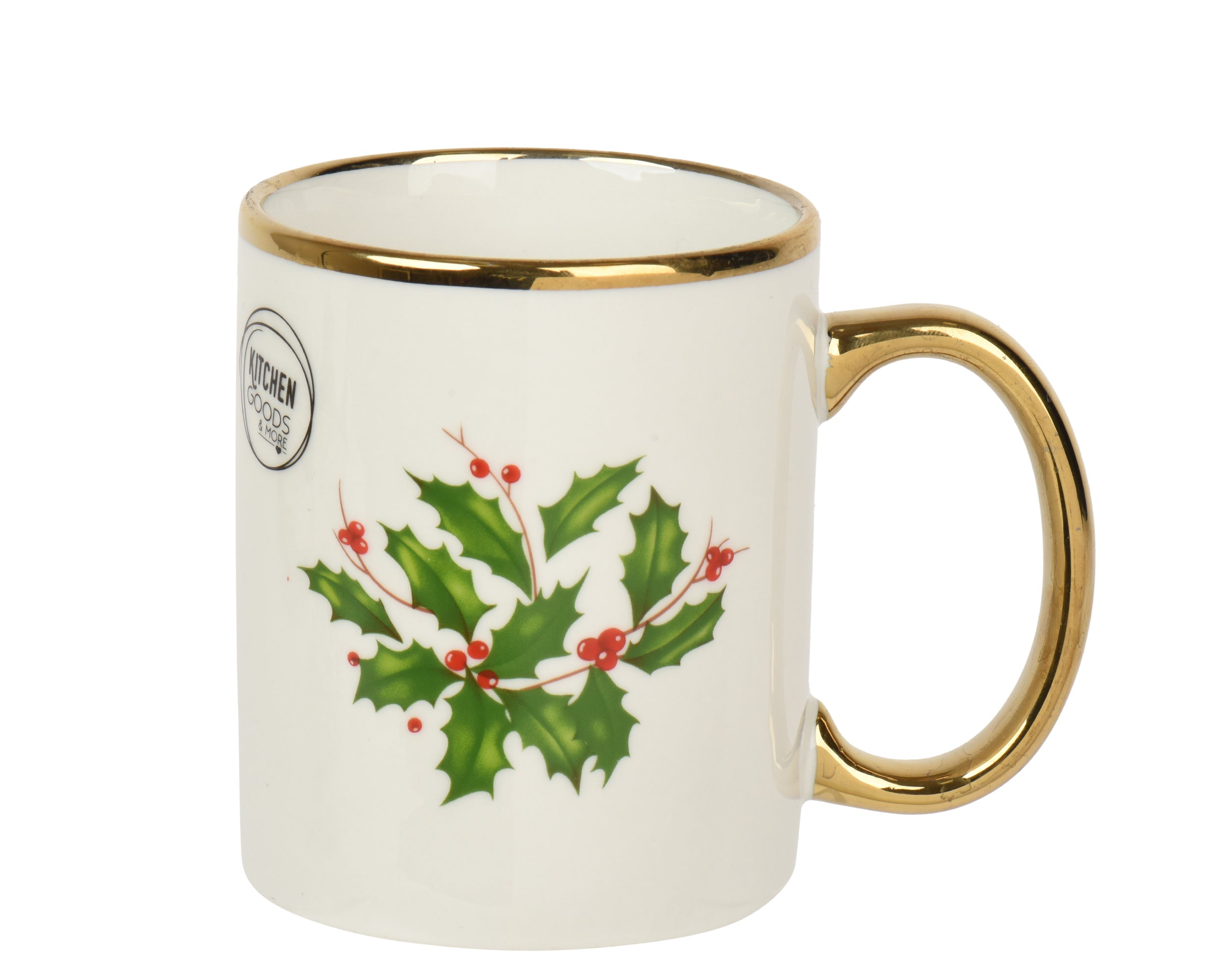 Mug Porcellana Agrifoglio D 8x9 Cm Deocoro Oro