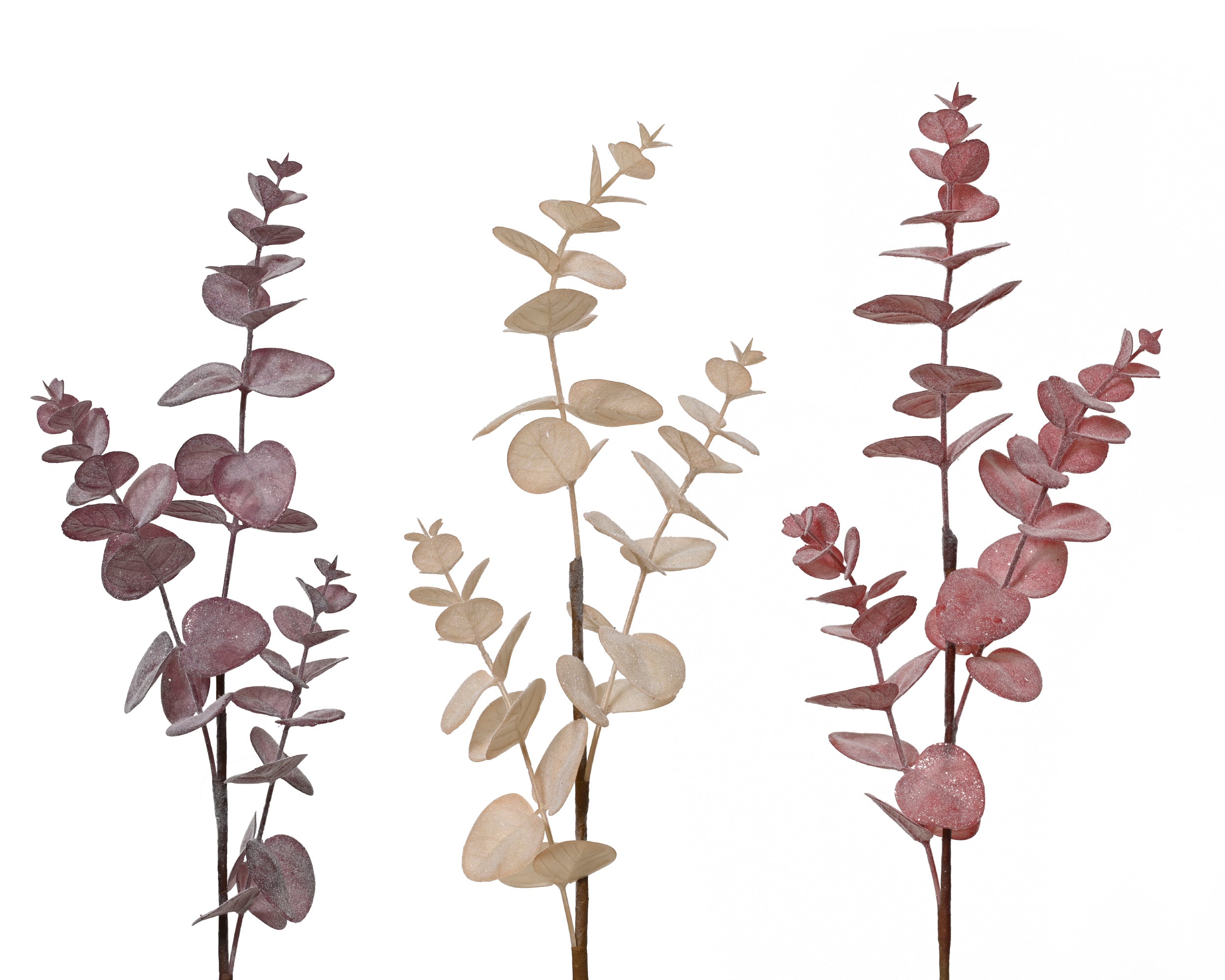 Ramo Foglie Rosa Ghiacciate 69 Cm