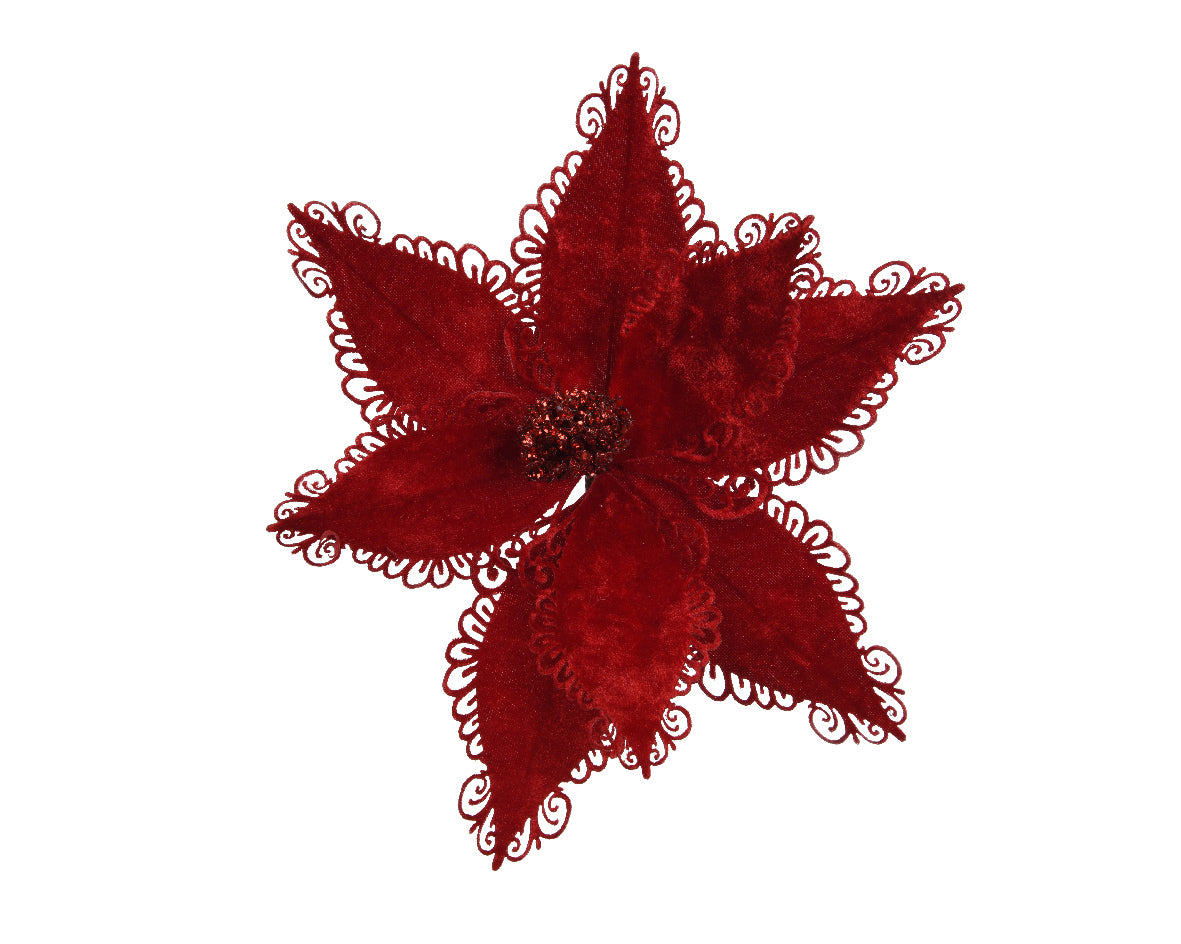 Stella Natale Velluto Rosso D 27x8 Cm