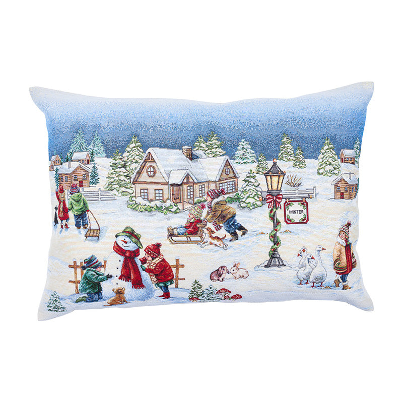 Cuscino Natalizio Bimbi Sulla Neve 40x70 Cm