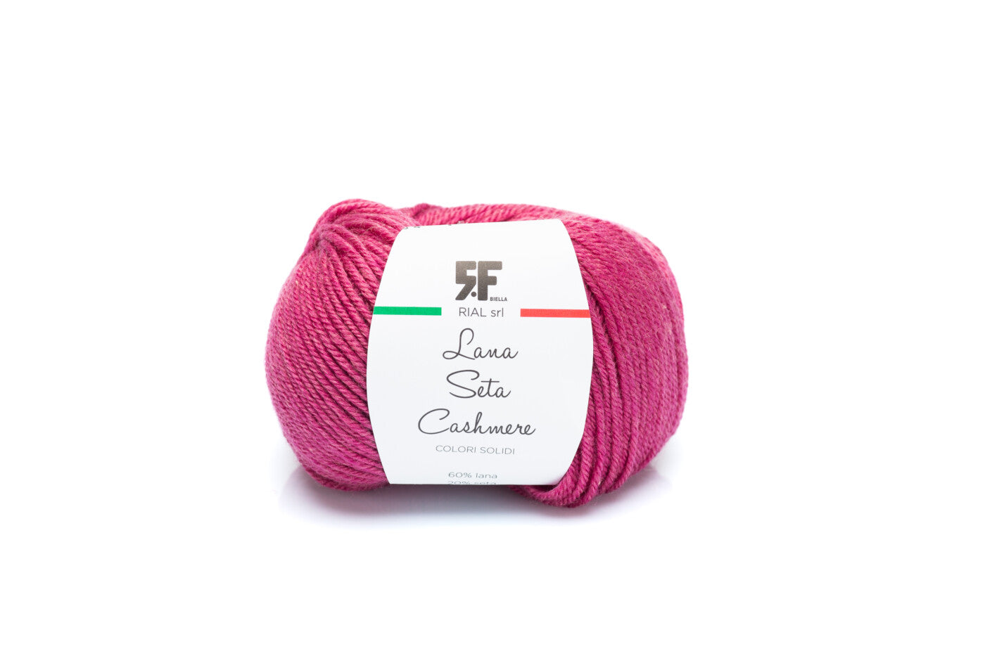 Rial, Filato Lana Seta Cashmere 25 g colore 34 rosa fucsia in gomitolo con etichetta bianca per lavori a maglia e uncinetto - DeMatteis.it